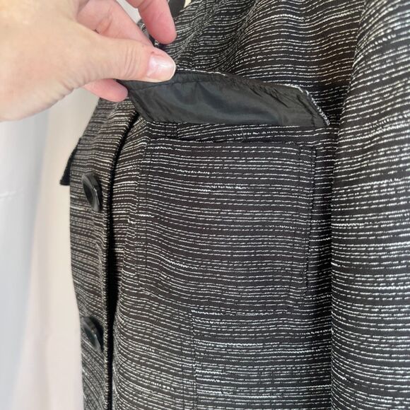 Kasper Black White Striped Button Front Career Business Blazer Lined Size 16 - Picture 6 of 10